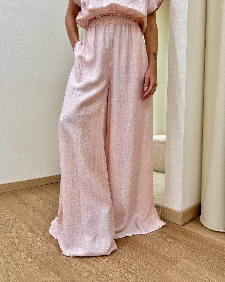 Pantalone ampio rosa cipria melange Susy Mix Shop Online Pantalone ampio rosa cipria melange Susy Mix