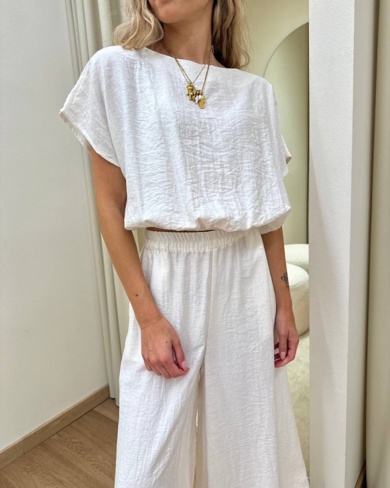 Blusa arricciata avorio melange Susy Mix Shop Online Blusa arricciata avorio melange Susy Mix