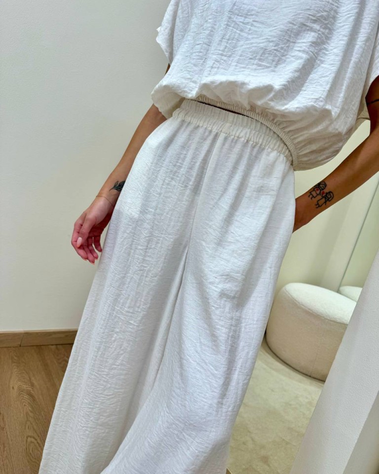 Pantalone ampio avorio melange Susy Mix Shop Online Pantalone ampio avorio melange Susy Mix