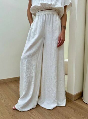 Shop Online Pantalone ampio avorio melange Susy Mix