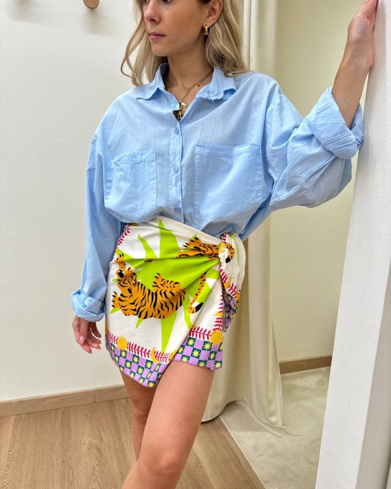 Camicia over in cotone leggero celeste HaveOne Shop Online Camicia over in cotone leggero celeste HaveOne