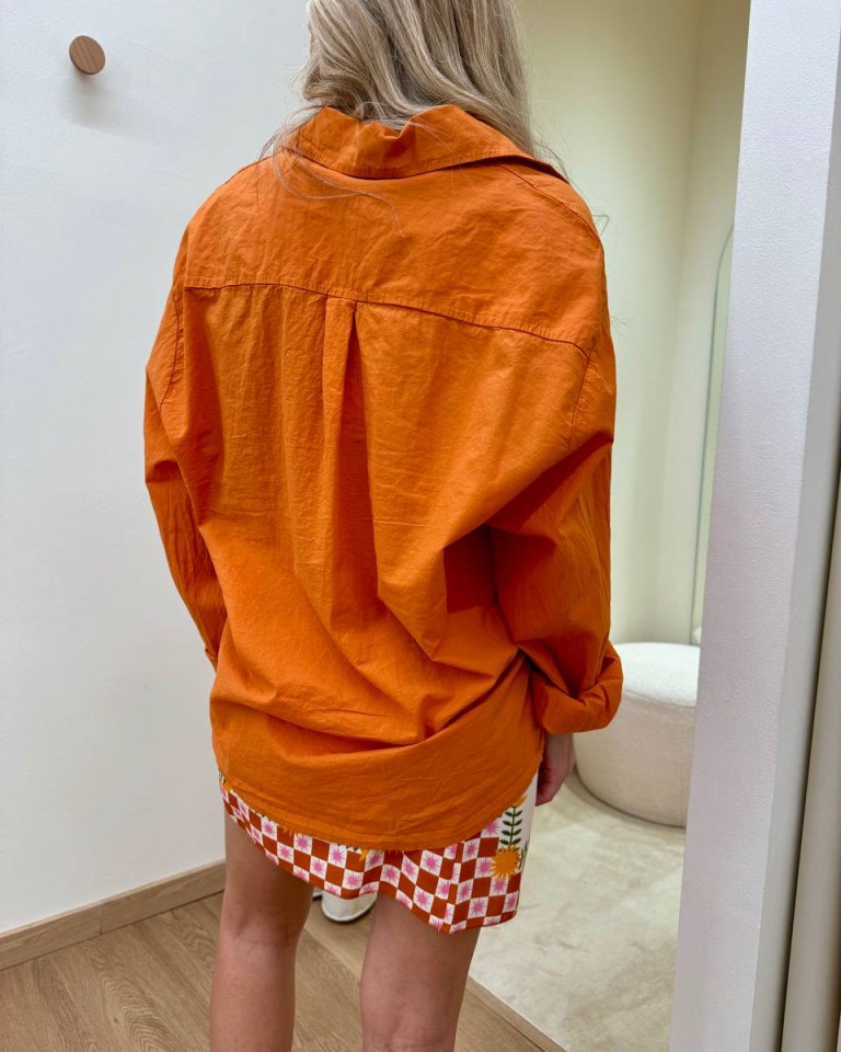 Camicia over in cotone leggero papaya HaveOne Shop Online Camicia over in cotone leggero papaya HaveOne