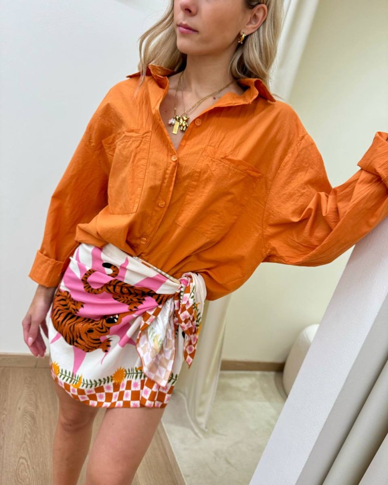 Camicia over in cotone leggero papaya HaveOne Shop Online Camicia over in cotone leggero papaya HaveOne