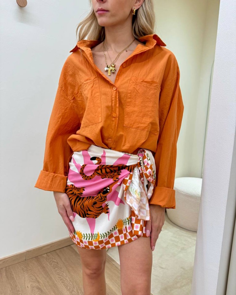 Camicia over in cotone leggero papaya HaveOne Shop Online Camicia over in cotone leggero papaya HaveOne