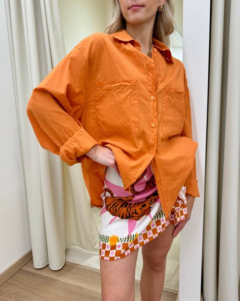 Camicia over in cotone leggero papaya HaveOne Shop Online Camicia over in cotone leggero papaya HaveOne