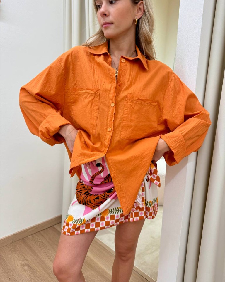Camicia over in cotone leggero papaya HaveOne Shop Online Camicia over in cotone leggero papaya HaveOne