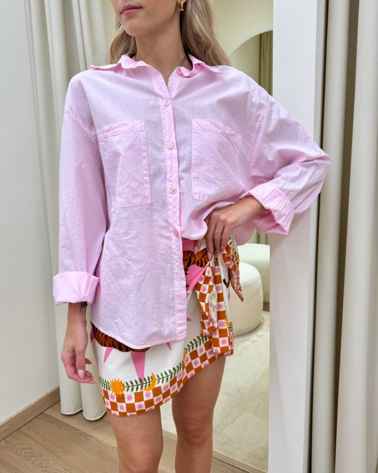 Camicia over in cotone leggero rosa HaveOne Shop Online Camicia over in cotone leggero rosa HaveOne