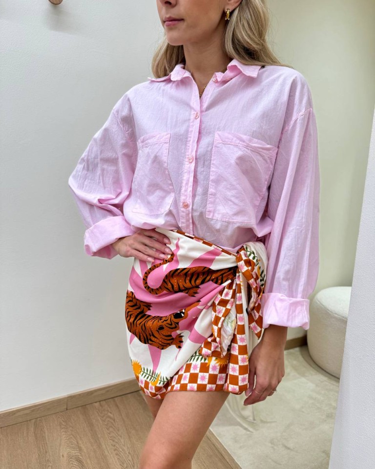 Camicia over in cotone leggero rosa HaveOne Shop Online Camicia over in cotone leggero rosa HaveOne