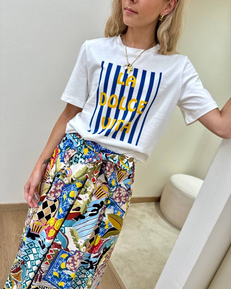 T-shirt regular panna stampa "La dolce vita" Souvenir Shop Online T-shirt regular panna stampa "La dolce vita" Souvenir
