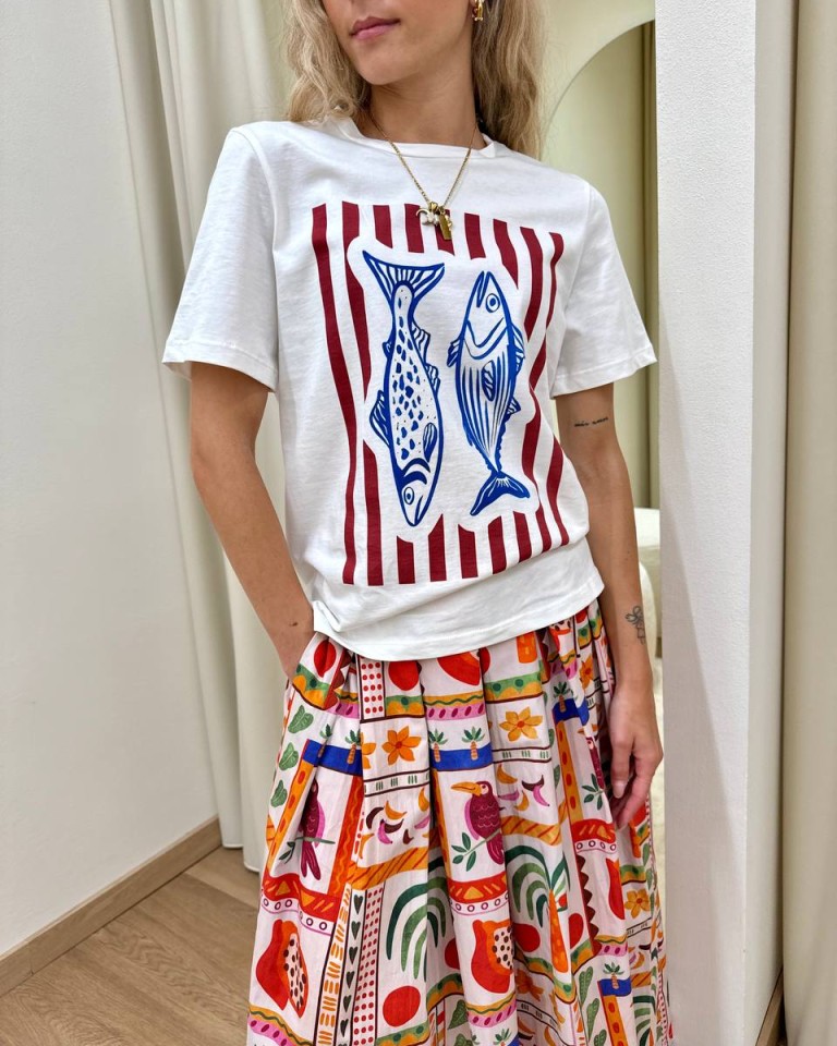 T-shirt regular panna stampa sardine Souvenir Shop Online T-shirt regular panna stampa sardine Souvenir