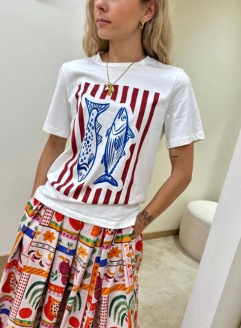 Shop Online T-shirt regular panna stampa sardine Souvenir