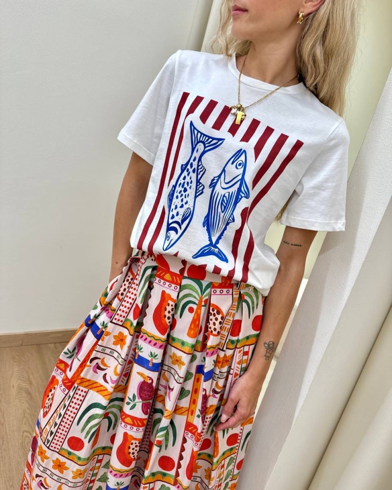 T-shirt regular panna stampa sardine Souvenir Shop Online T-shirt regular panna stampa sardine Souvenir