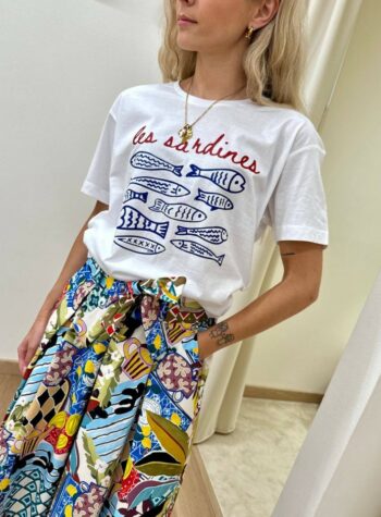 Shop Online T-shirt over bianca stampa "les sardines" Souvenir