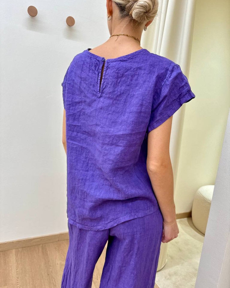 Completo pantalone e blusa asimmetrica viola Susy Mix Shop Online Completo pantalone e blusa asimmetrica viola Susy Mix