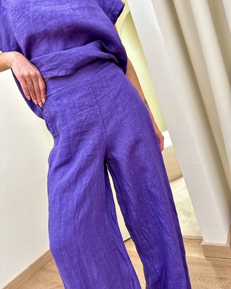 Completo pantalone e blusa asimmetrica viola Susy Mix Shop Online Completo pantalone e blusa asimmetrica viola Susy Mix