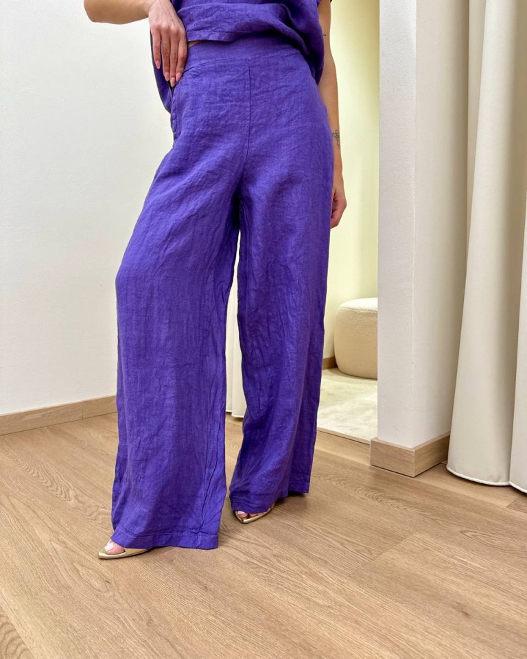 Completo pantalone e blusa asimmetrica viola Susy Mix Shop Online Completo pantalone e blusa asimmetrica viola Susy Mix