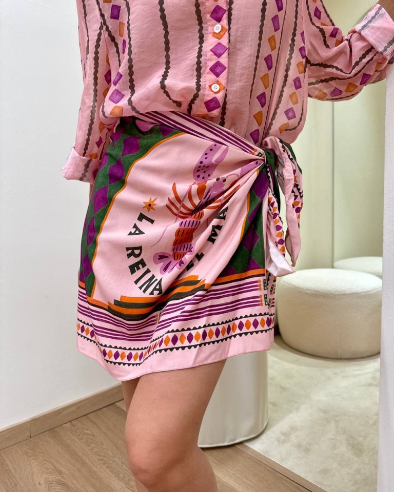 Gonna pareo rosa e verde aragosta HaveOne Shop Online Gonna pareo rosa e verde aragosta HaveOne