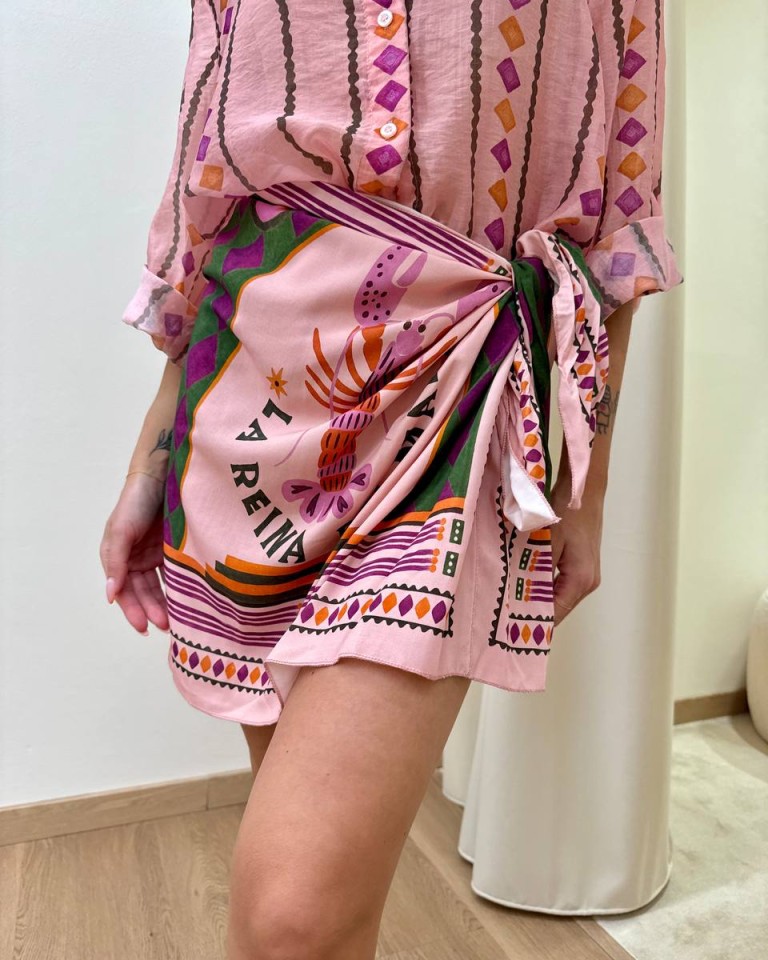 Gonna pareo rosa e verde aragosta HaveOne Shop Online Gonna pareo rosa e verde aragosta HaveOne