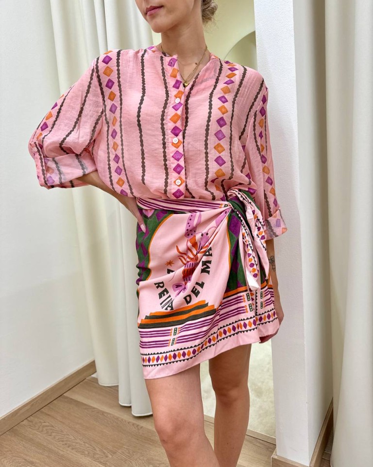 Gonna pareo rosa e verde aragosta HaveOne Shop Online Gonna pareo rosa e verde aragosta HaveOne