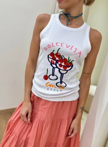 Shop Online Canotta costine "dolcevita" bianca Souvenir
