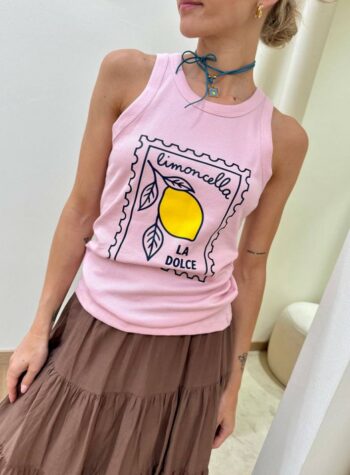 Shop Online Canotta costine "limoncella" rosa Souvenir