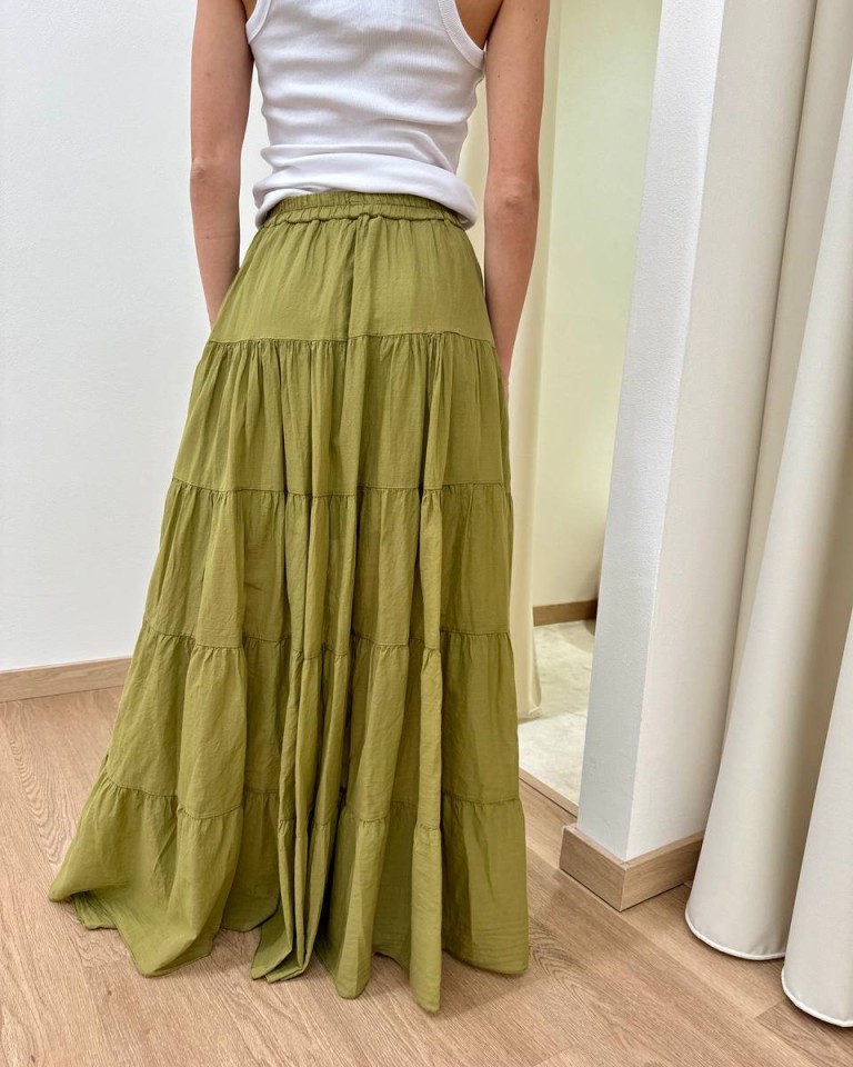 Gonna lunga balze verde olio Souvenir Shop Online Gonna lunga balze verde olio Souvenir