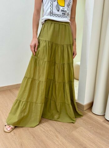 Shop Online Gonna lunga balze verde olio Souvenir