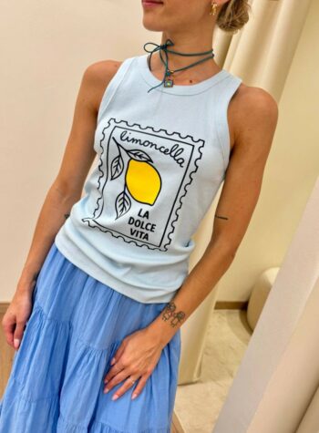 Shop Online Canotta costine "limoncella" azzurra Souvenir