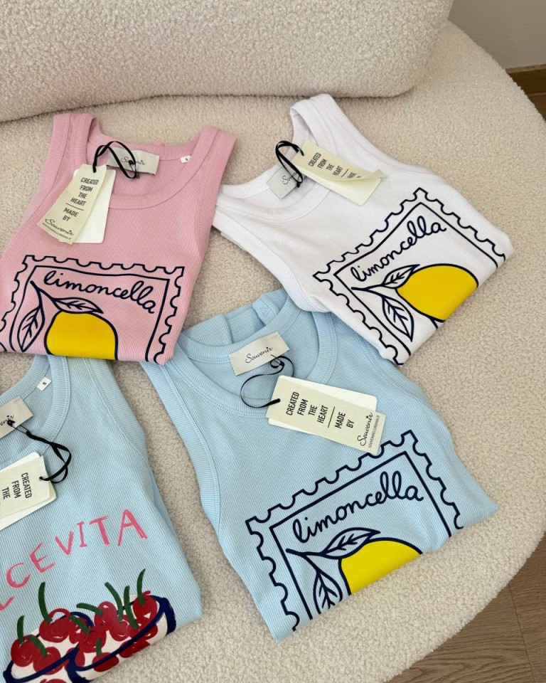 Canotta costine "limoncella" bianca Souvenir Shop Online Canotta costine "limoncella" bianca Souvenir