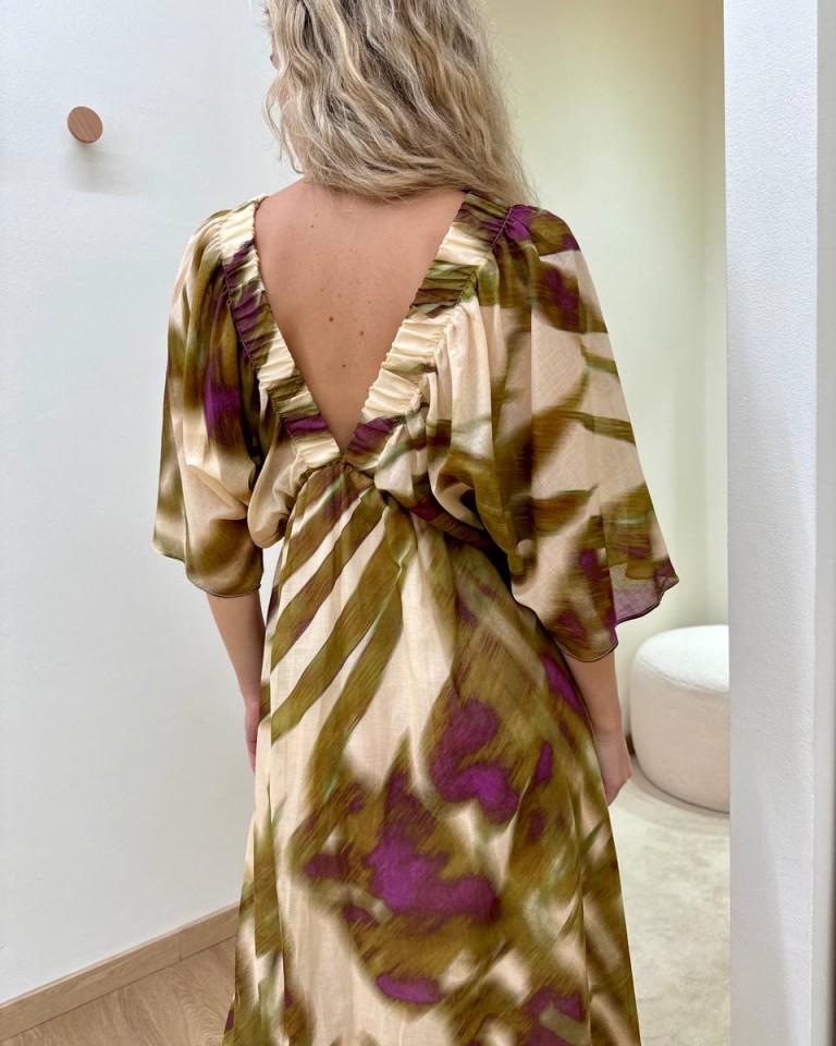Vestito multicolor olio, burro e viola Susy Mix Shop Online Vestito multicolor olio, burro e viola Susy Mix
