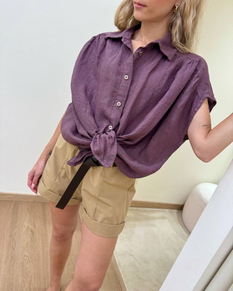 Camicia lino smanicata fico Susy Mix Shop Online Camicia lino smanicata fico Susy Mix