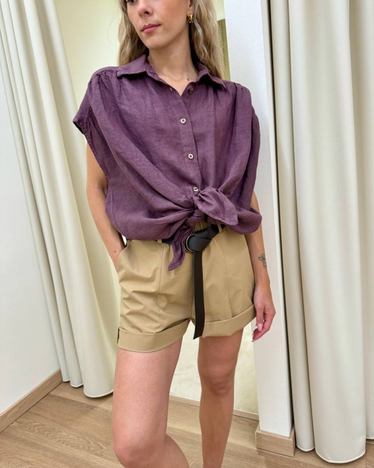 Camicia lino smanicata fico Susy Mix Shop Online Camicia lino smanicata fico Susy Mix