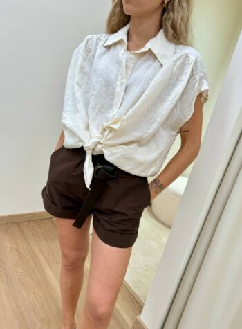 Shop Online Camicia lino smanicata panna Susy Mix