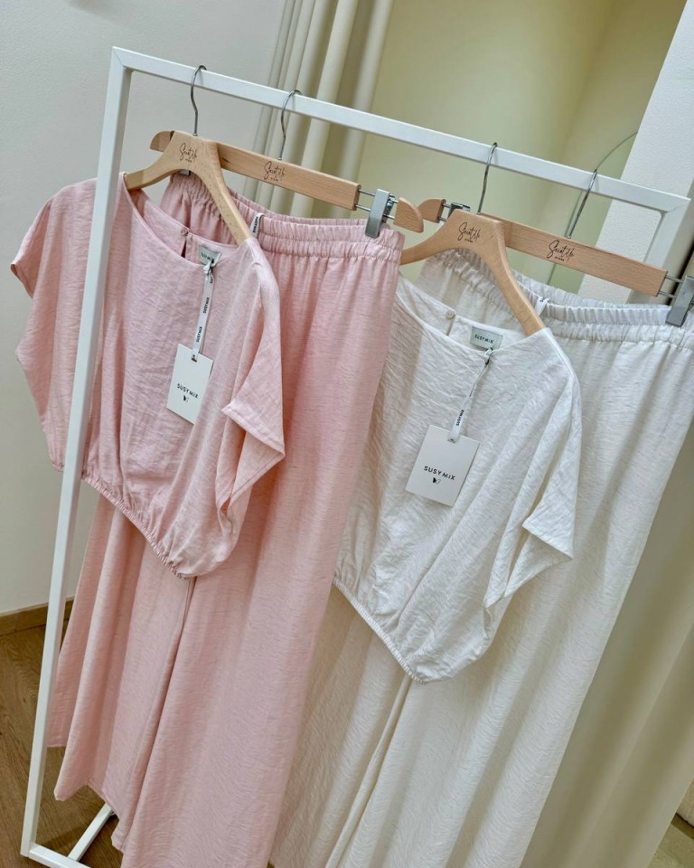 Pantalone ampio rosa cipria melange Susy Mix Shop Online Pantalone ampio rosa cipria melange Susy Mix