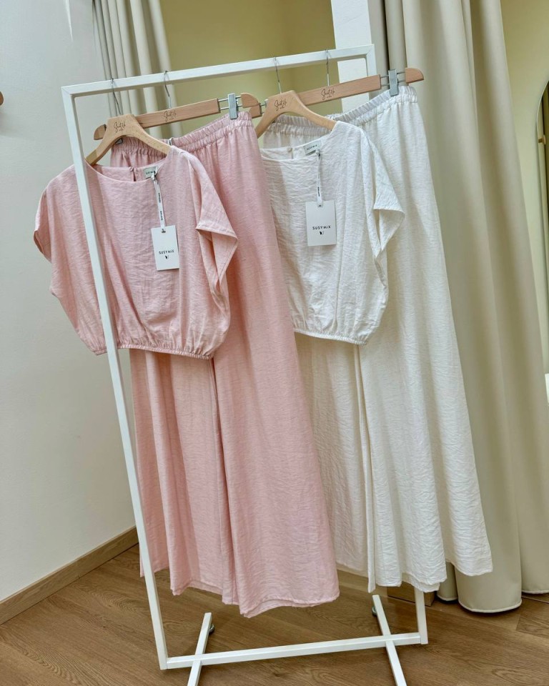 Pantalone ampio avorio melange Susy Mix Shop Online Pantalone ampio avorio melange Susy Mix