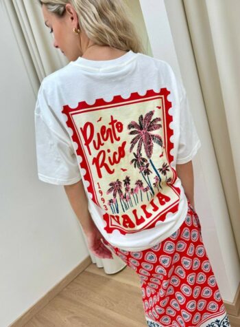 Shop Online T-shirt panna stampa francobollo Puerto Rico HaveOne