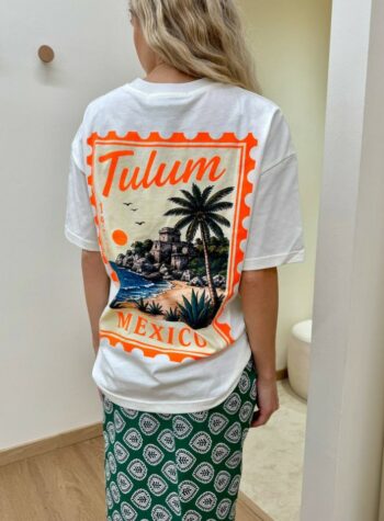 Shop Online T-shirt panna stampa francobollo Tulum HaveOne
