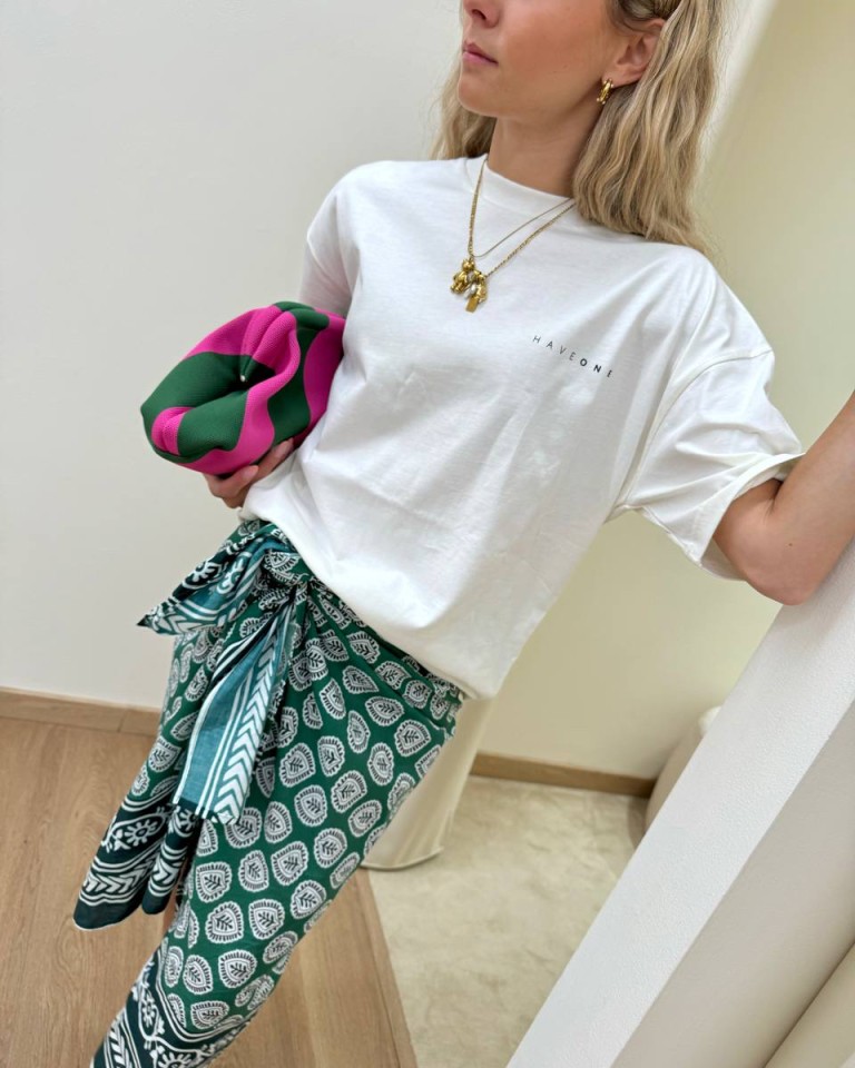 T-shirt panna stampa francobollo Tulum HaveOne Shop Online T-shirt panna stampa francobollo Tulum HaveOne