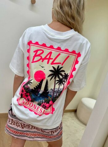 Shop Online T-shirt panna stampa francobollo Bali HaveOne