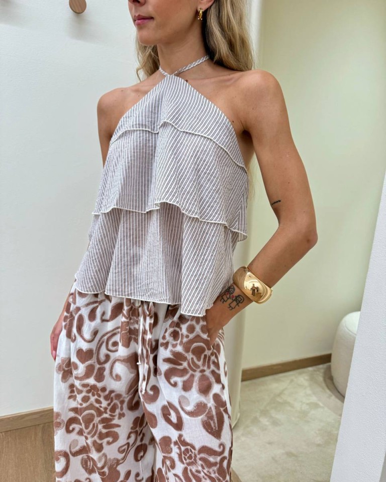 Top balze bianco a righe moro HaveOne Shop Online Top balze bianco a righe moro HaveOne
