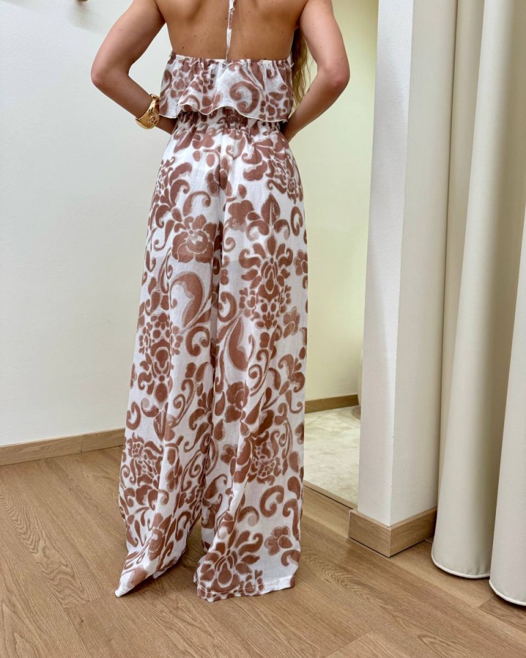 Pantalone bianco fantasia floreale cioccolato HaveOne Shop Online Pantalone bianco fantasia floreale cioccolato HaveOne