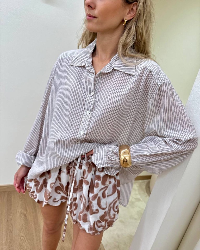 Camicia over bianca a righe moro HaveOne Shop Online Camicia over bianca a righe moro HaveOne