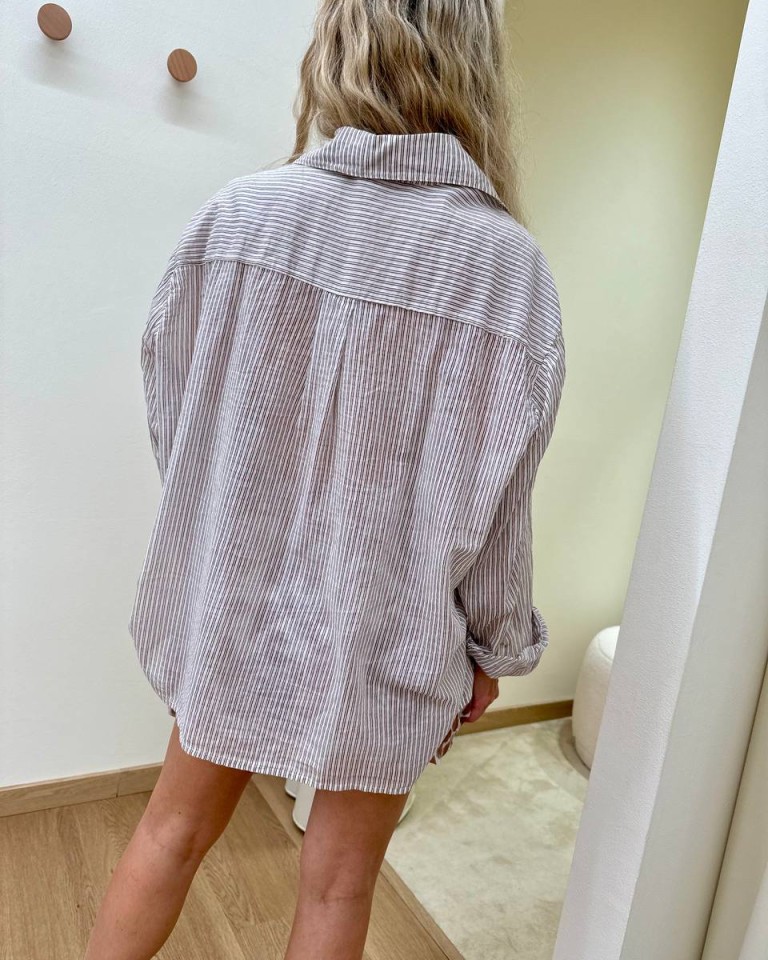 Camicia over bianca a righe moro HaveOne Shop Online Camicia over bianca a righe moro HaveOne