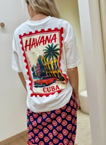 Shop Online T-shirt panna stampa francobollo Havana HaveOne