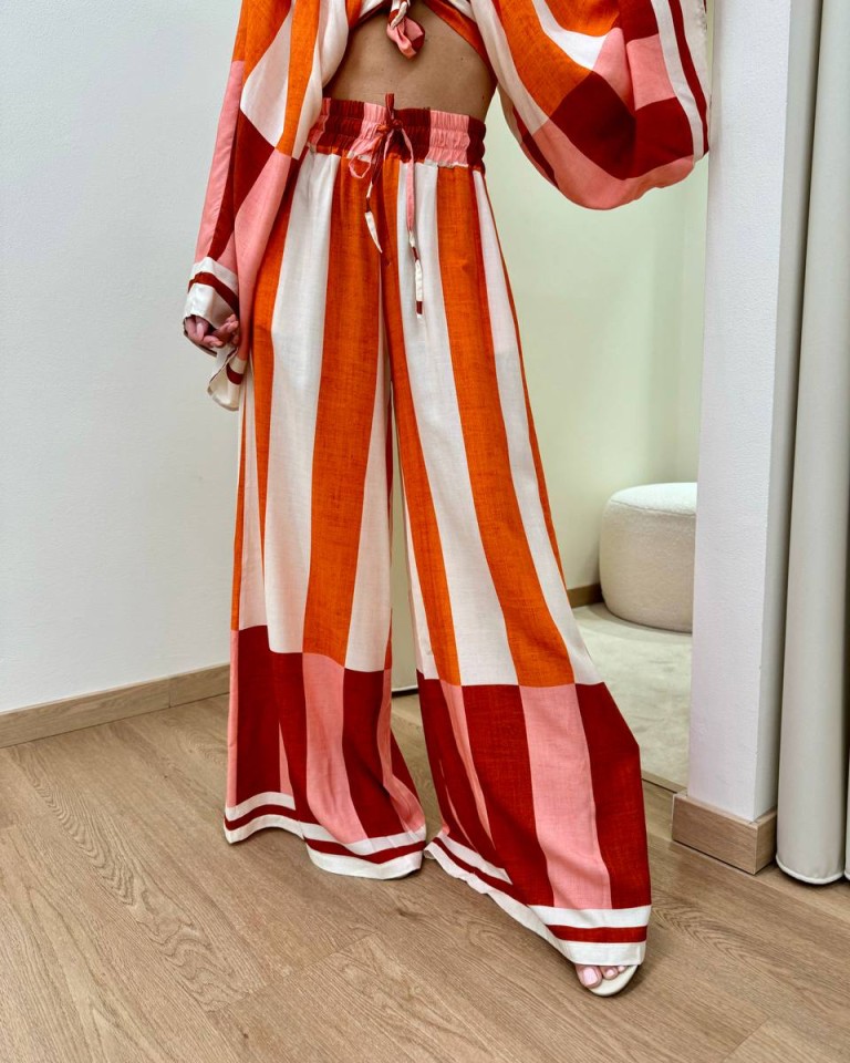 Pantalone fluido righe rosa e arancio HaveOne Shop Online Pantalone fluido righe rosa e arancio HaveOne