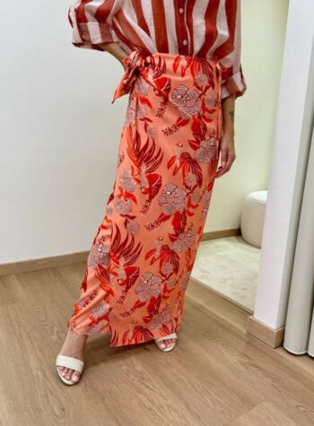 Shop Online Gonna lunga pareo salmone fantasia tropicale HaveOne