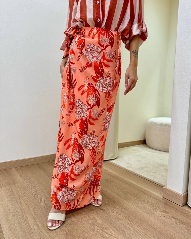 Gonna lunga pareo salmone fantasia tropicale HaveOne Shop Online Gonna lunga pareo salmone fantasia tropicale HaveOne
