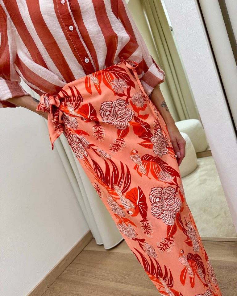 Gonna lunga pareo salmone fantasia tropicale HaveOne Shop Online Gonna lunga pareo salmone fantasia tropicale HaveOne