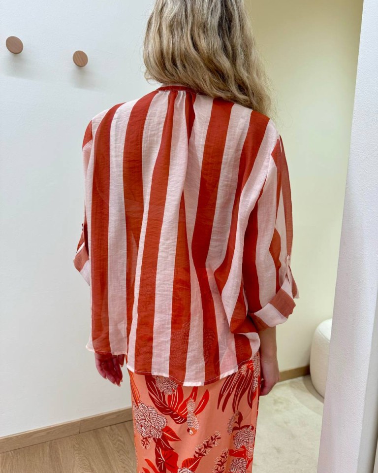 Camicia coreana righe burro e arancio HaveOne Shop Online Camicia coreana righe burro e arancio HaveOne