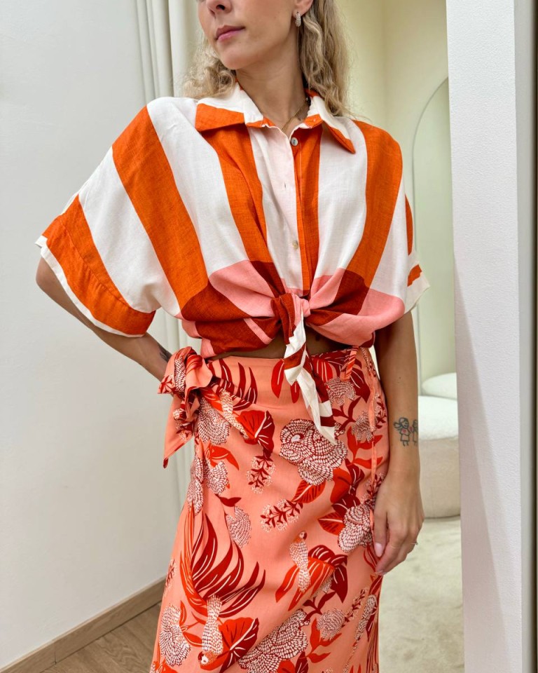Camicia Miami righe arancio e rosa HaveOne Shop Online Camicia Miami righe arancio e rosa HaveOne